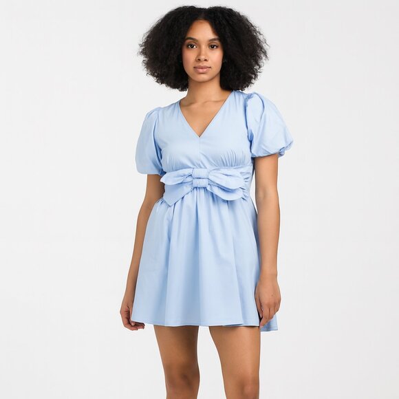 MOON RIVER Bow Flare Mini Dress - Picture 1 of 9
